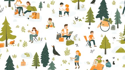 Fototapeta premium Family Camping Outdoor Recreation.