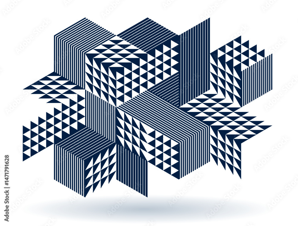 Poster abstract vector geometric background created with 3d cubes and shapes in isometric perspective, abst