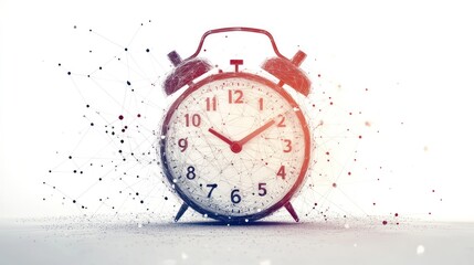 Digital Fragmentation: Abstract Alarm Clock Depicting Time and Connectivity