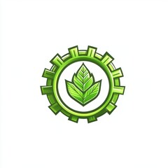 Green leaf in gear; sustainable technology