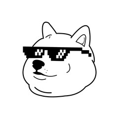 Chill meme dog face in black and white