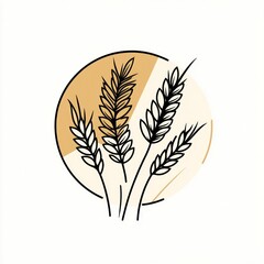 Wheat stalks minimalist art, beige background, food design
