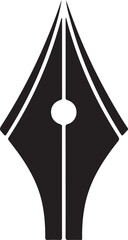 A clean, elegant vector illustration of a fountain pen
nib logo on a white background