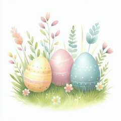 Gentle Egg Brushwork pastel easter eggs isolated watercolor vector illustration svg