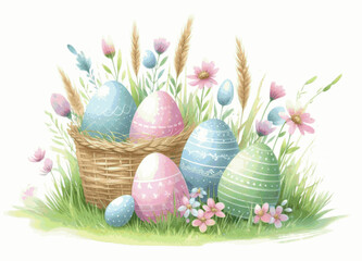 Easter in Watercolor Hues pastel easter eggs isolated watercolor vector illustration svg