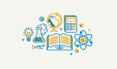 Science vector detailed icon, physics and chemistry, mathematics and geography study education.