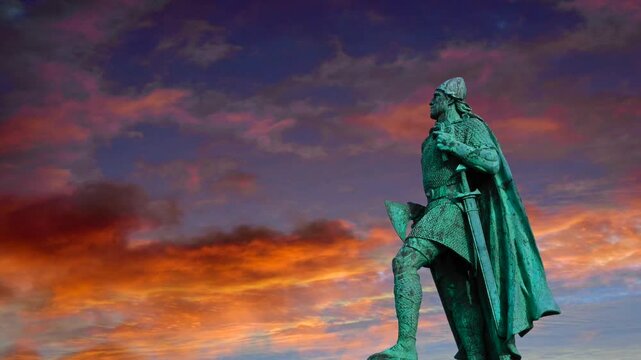Statue of Leif Erikson .the Viking  in Reykjav&iacute;k, Iceland 