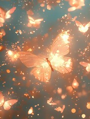 Colorful abstract background with butterflies light texture energy glow wings swirl fantasy new beautiful stock image illustration AI