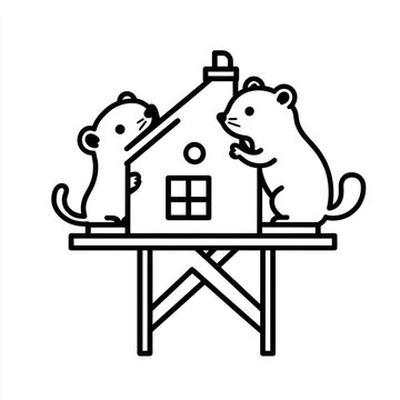 two mice house black and white clip art preview
