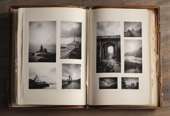 Blank photo album pages, open vertical display  Nostalgia, memory, frame ,  wedding,  clean