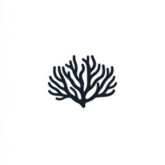 Obraz premium Black coral illustration, ocean life, marine design, underwater background, website icon