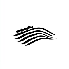 Obraz premium Rolling hills farmland landscape; agricultural illustration