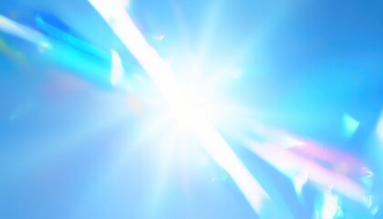 radiant blue light burst with prismatic lens flares for modern web design, branding backdrop, or ethereal digital art concept

