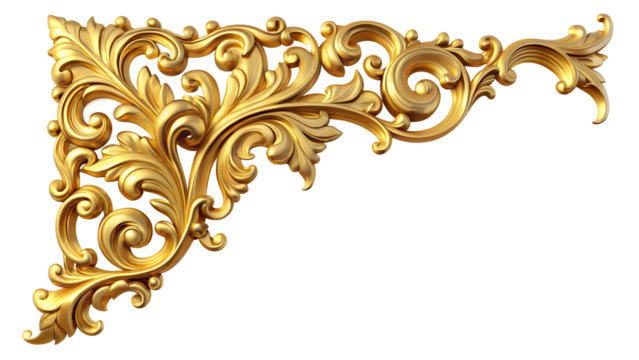 Antique gold corner frame isolated on white background, png - Powered by Adobe