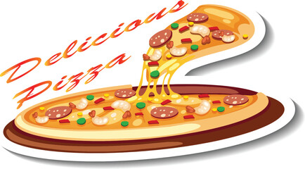 Pizza vector icon on a white background, ideal for pizza café branding.