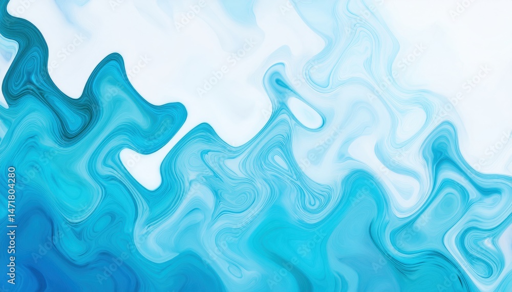 Aufkleber fluid aqua marble texture in swirling turquoise and white tones for abstract web design, modern bran