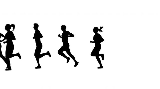 Running silhouettes, sport athletic, Man and woman running