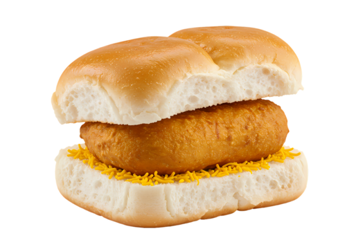Delicious Vada Pav Indian Street Food on Transparent background