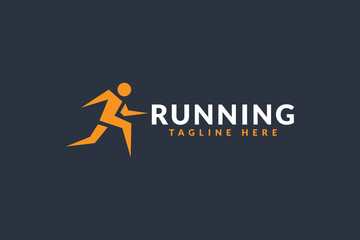 simple running silhouette logo design, logo icon vector illustration