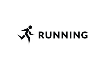 simple running silhouette logo design, logo icon vector illustration