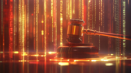 Gavel and Digital Code: Abstract Justice Concept