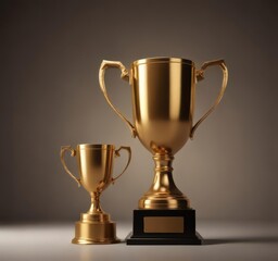 Fototapeta premium Abstract bronze trophy silhouette with gleaming golden cup, modern design , metallic, shape