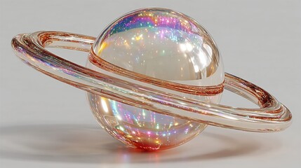 Iridescent Glass Saturn: A Celestial Art Piece