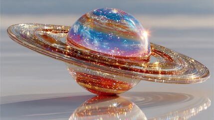 Celestial Orb: A Glittering Saturn-like Planet