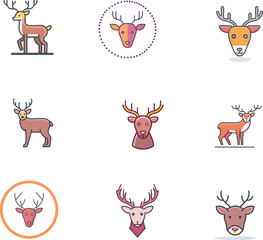 Obraz premium set of vector icons deer