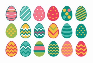 Easter Egg Collection: Colorful Decorated Eggs Design Set