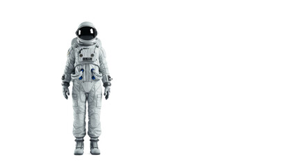 Astronaut poised against stark darkness