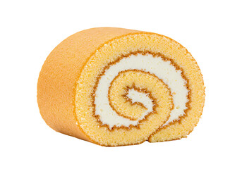 Delicious Cream Roll Cake on Transparent background