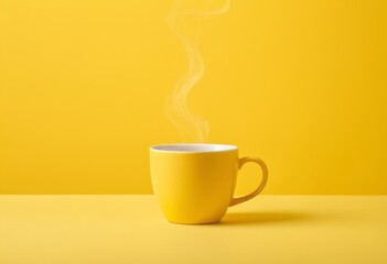 There was a stream of steam rising inside a yellow cup