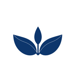 Obraz premium Plant sprout icon in dark blue on a white background, minimalist style, nature symbol