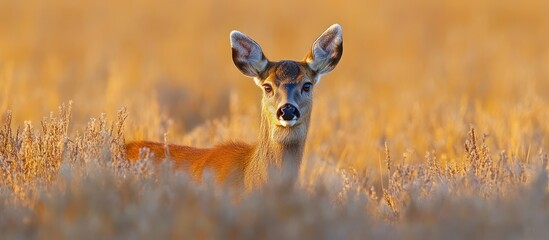 Deer in Tall Grass Wildlife Nature Photo