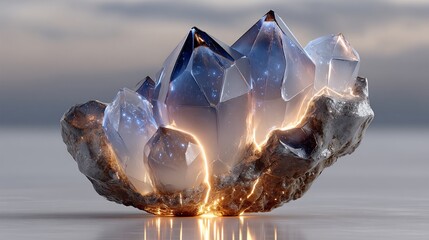 Luminous Crystal Cluster: A Digital Masterpiece