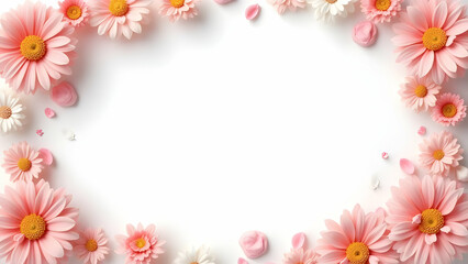 Obraz premium Flower frame floral pattern vector illustration background isolated white 