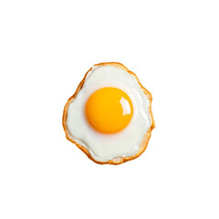Perfectly fried egg on a clean white background showcasing its golden yolk and crispy edges