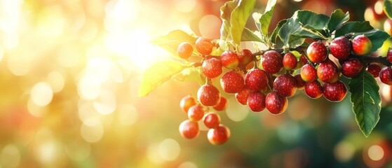 Close-up view of a cluster of red berries on a branch.