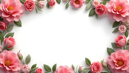 Flower frame floral pattern vector illustration background isolated white 
