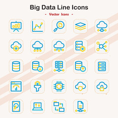 Big Data and Data Analytics Line Icons