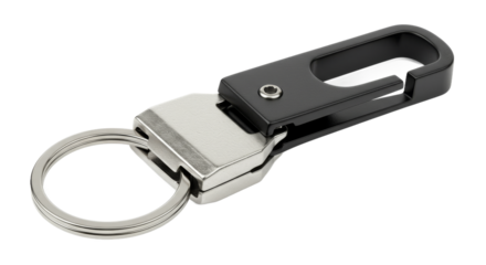 Sleek metal and black keychain design