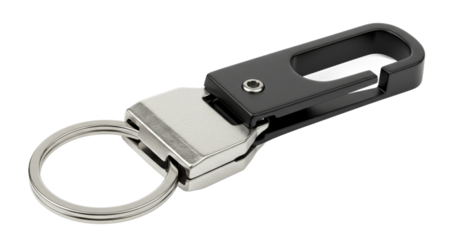 Sleek metal and black keychain design