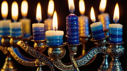 Burning candles in a dark church offer a warm candlelight glow, a traditional decoration for holiday celebration