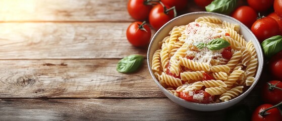 Delicious pasta dish with tomatoes and cheese.