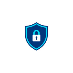 Shield with a padlock icon on a white background, minimalist style, security symbol