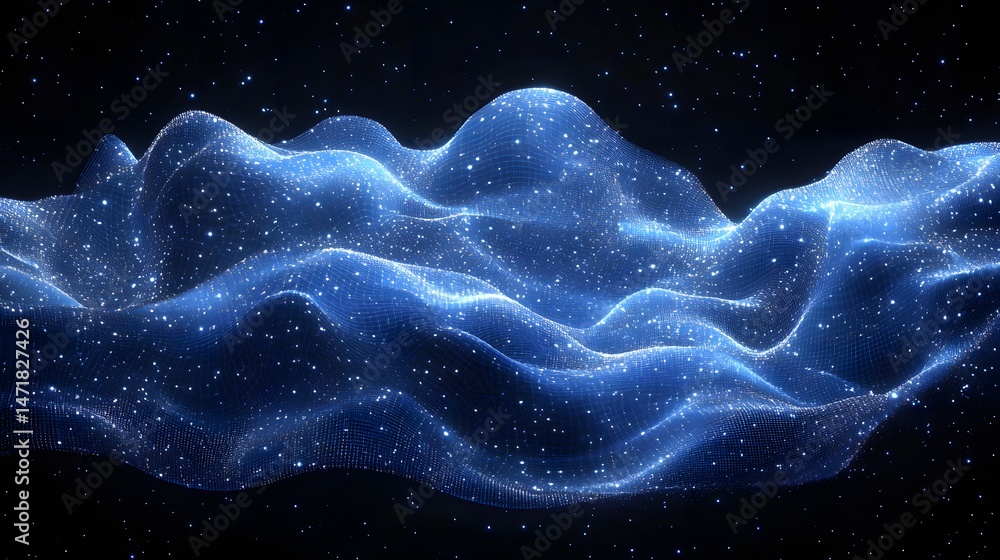 Aufkleber a luminous blue grid undulates against a starry expanse, creating depth and wonder. ideal for illust