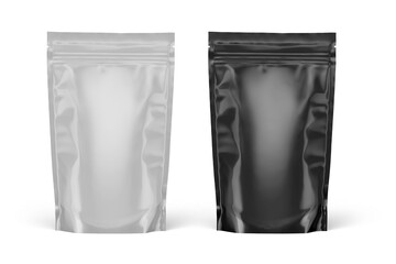 Stand Up Pouch Mockup 3D Rendering Isolated on White Background