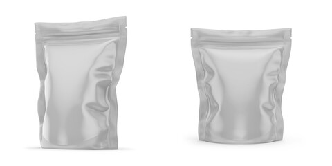 Stand Up Pouch Mockup 3D Rendering Isolated on White Background