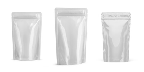Stand Up Pouch Mockup 3D Rendering Isolated on White Background